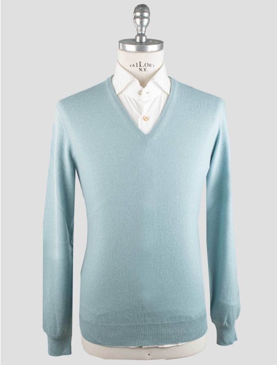 Gran Sasso Gran Sasso Light Blue Cashmere Sweater V-Neck Light Blue 000