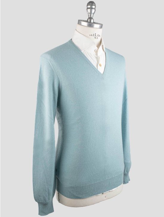 Gran Sasso Gran Sasso Light Blue Cashmere Sweater V-Neck Light Blue 001