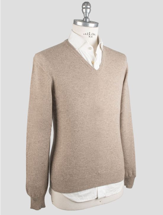 Gran Sasso Gran Sasso Beige Cashmere Sweater V-Neck Beige 001