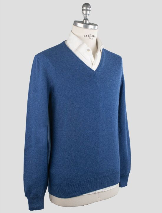 Gran Sasso Gran Sasso Blue Cashmere Sweater V-neck Blue 001