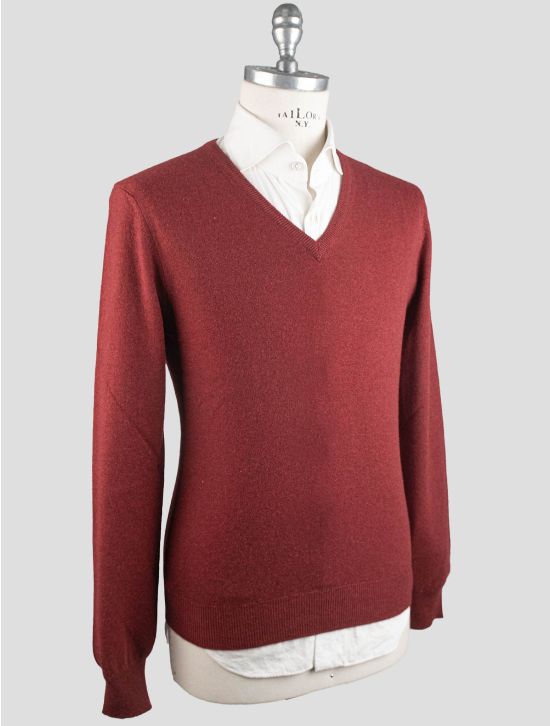 Gran Sasso Gran Sasso Red Cashmere Sweater V-Neck Red 001