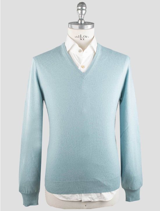 Gran Sasso Gran Sasso Light Blue Cashmere Sweater V-Neck Light Blue 000
