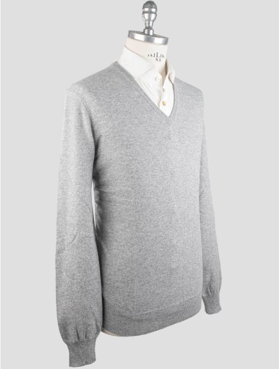Gran Sasso Gran Sasso Gray Cashmere Sweater V-Neck Gray 001