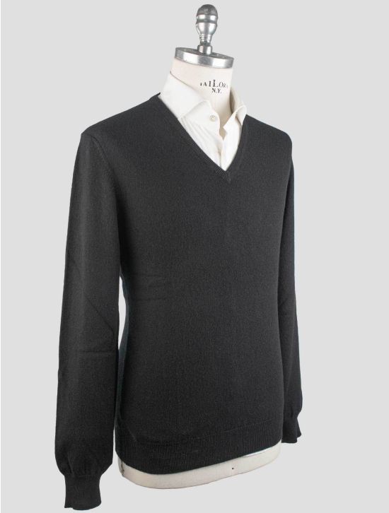 Gran Sasso Gran Sasso Black Cashmere Sweater V-Neck Black 001