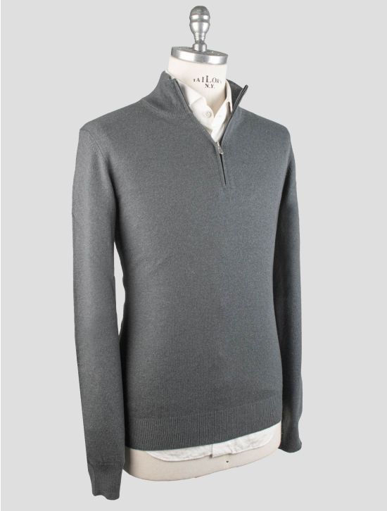 Gran Sasso Gran Sasso Green Virgin Wool Viscose Cashmere Sweater Half Zip Green 001