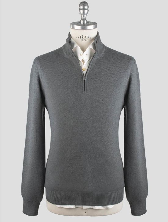 Gran Sasso Gran Sasso Gray Virgin Wool Viscose Cashmere Sweater Half Zip Gray 000