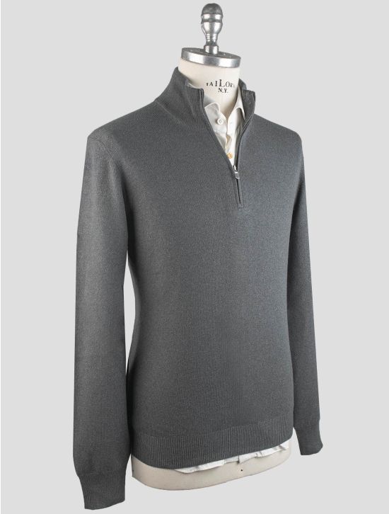 Gran Sasso Gran Sasso Gray Virgin Wool Viscose Cashmere Sweater Half Zip Gray 001