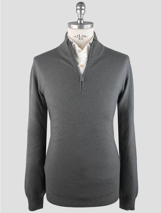 Gran Sasso Gran Sasso Gray Virgin Wool Viscose Cashmere Sweater Half Zip Gray 000