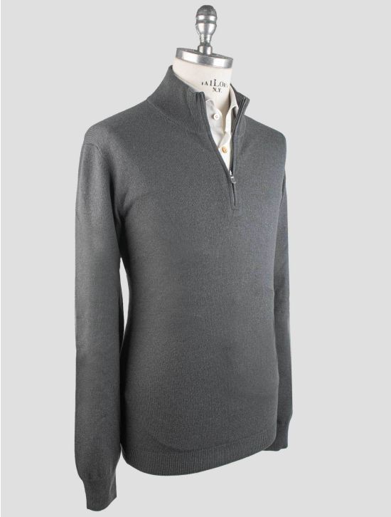 Gran Sasso Gran Sasso Gray Virgin Wool Viscose Cashmere Sweater Half Zip Gray 001