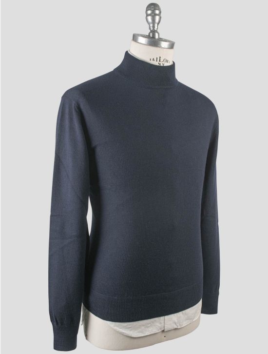 Gran Sasso Gran Sasso Blue Virgin Wool Sweater Half Neck Blue 001