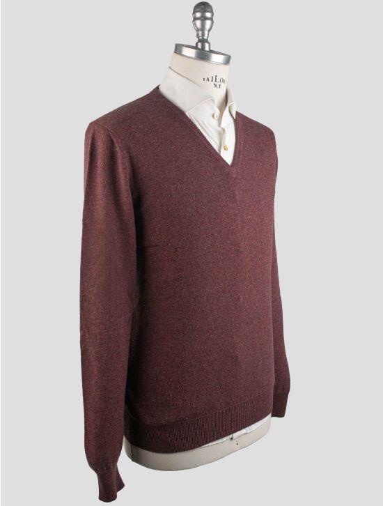 Gran Sasso Gran Sasso Burgundy Cashmere Sweater V-Neck Burgundy 001