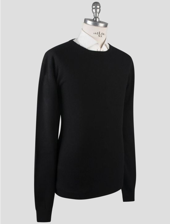 Gran Sasso Gran Sasso Black Virgin Wool Viscose Cashmere Sweater Crewneck Black 001