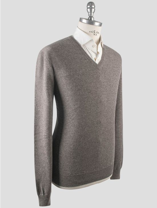 Gran Sasso Gran Sasso Brown Cashmere Sweater V-Neck Brown 001