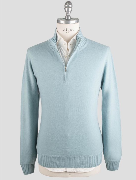 Gran Sasso Gran Sasso Light Bue Cashmere Sweater Half Zip Light Blue 000