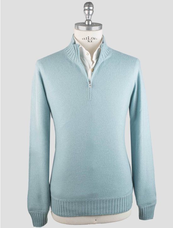 Gran Sasso Gran Sasso Light Blue Cashmere Sweater Half Zip Light Blue 000