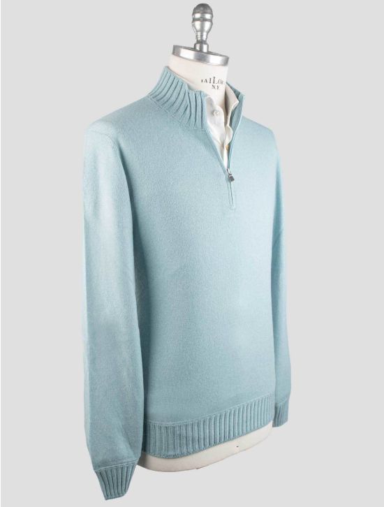 Gran Sasso Gran Sasso Light Blue Cashmere Sweater Half Zip Light Blue 001