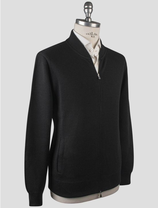 Gran Sasso Gran Sasso Black Virgin Wool Sweater Full Zip Black 001