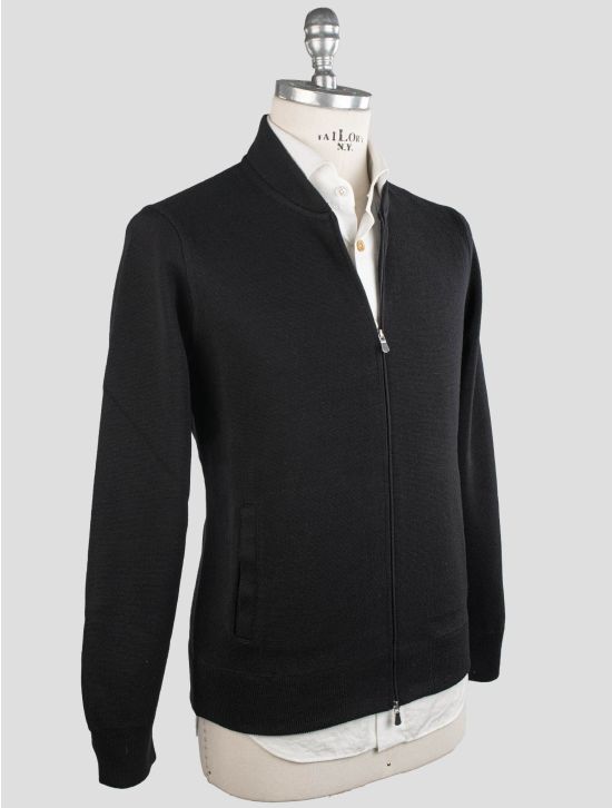 Gran Sasso Gran Sasso Black Rain Wool Sweater Full Zip Black 001