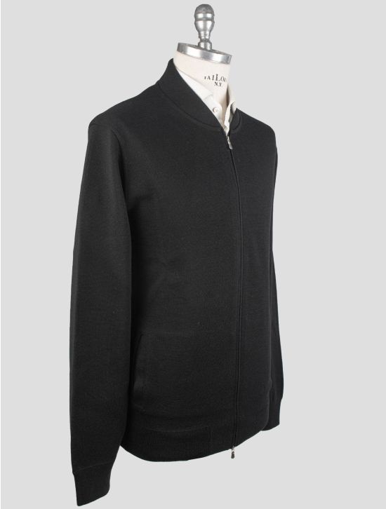 Gran Sasso Gran Sasso Black Virgin Wool Sweater Full Zip Black 001