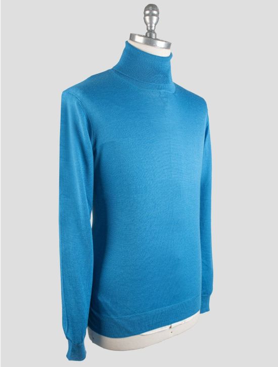 Gran Sasso Gran Sasso Light Blue Virgin Wool Silk Sweater Turtleneck Light Blue 001