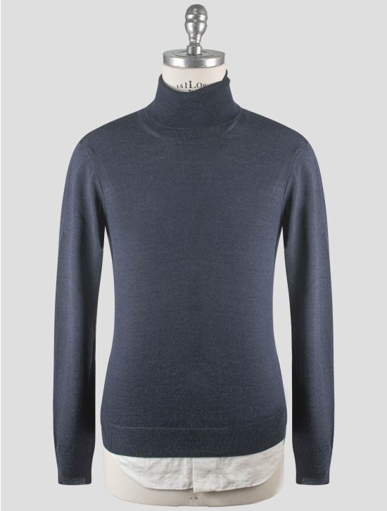 Gran Sasso Gran Sasso Blue Virgin Wool Silk Sweater Turtleneck Blue 000