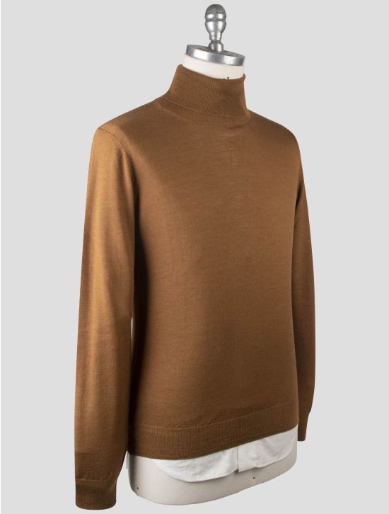 Gran Sasso Gran Sasso Brown Virgin Wool Silk Sweater Turtleneck Brown 001