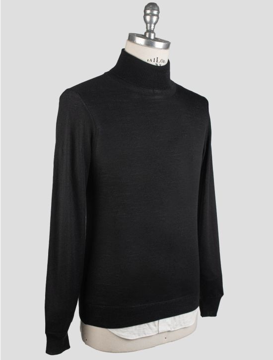 Gran Sasso Gran Sasso Black Virgin Wool Silk Sweater Turtleneck Black 001