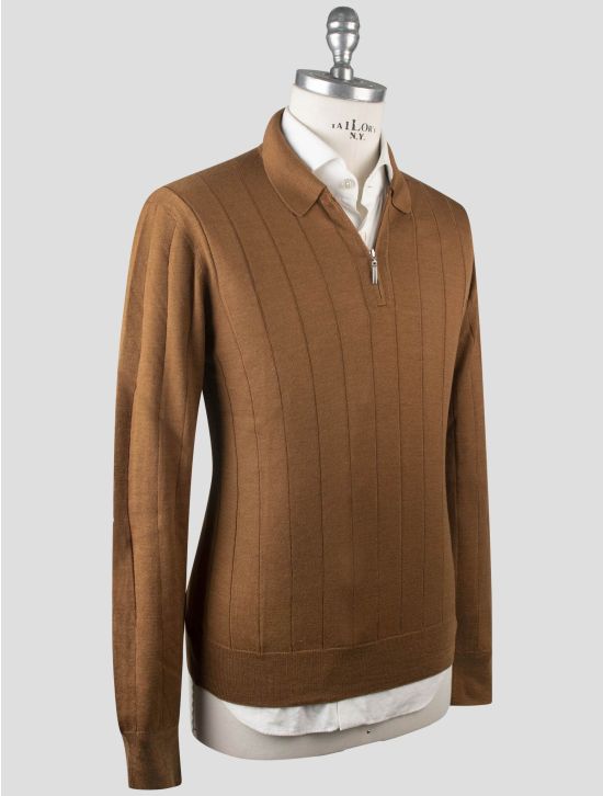Gran Sasso Gran Sasso Brown Virgin Wool Silk Sweater Polo Brown 001