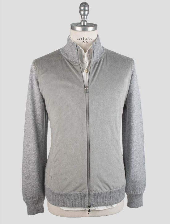 Gran Sasso Gran Sasso Gray Cashmere Leather Suede Coat Full Zip Gray 000