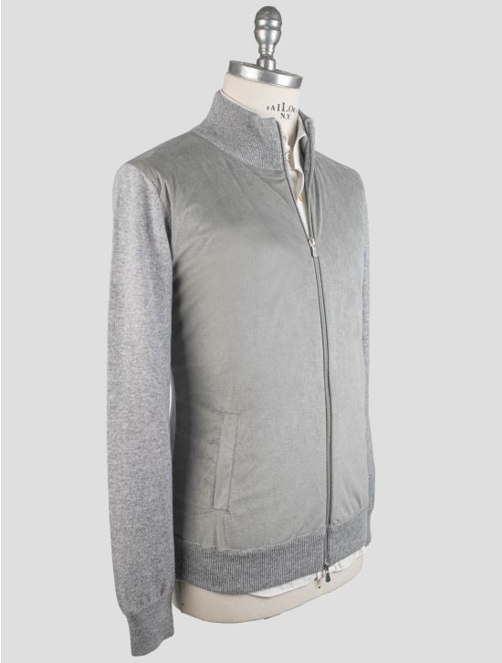 Gran Sasso Gran Sasso Gray Cashmere Leather Suede Coat Full Zip Gray 001