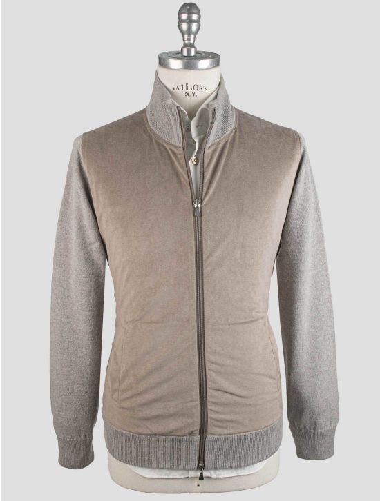 Gran Sasso Gran Sasso Brown Gray Wv Viscose Cashmere Leather Suede Coat Full Zip Brown / Gray 000