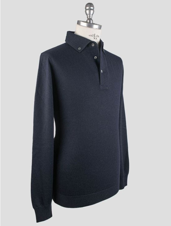 Gran Sasso Gran Sasso Dark Blue Virgin Wool Sweater Polo Dark Blue 001