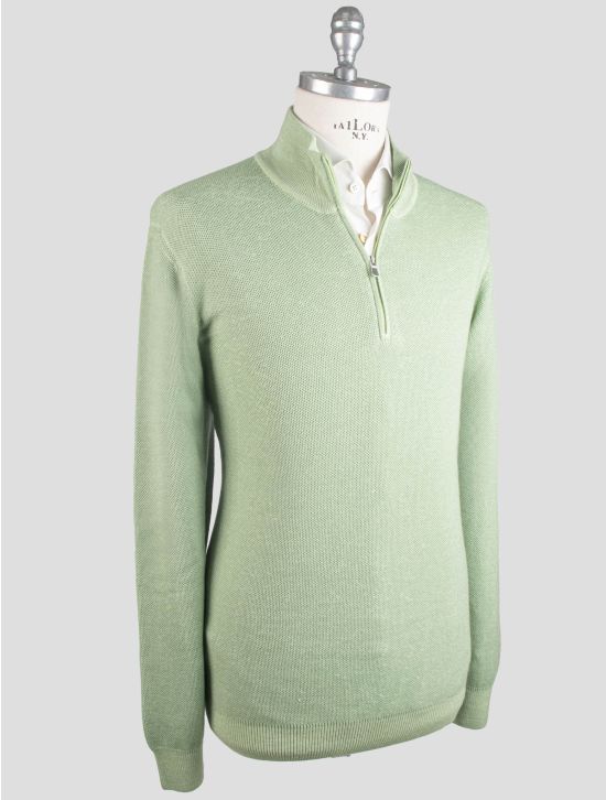 Gran Sasso Gran Sasso Green Virgin Wool Sweater Half Zip Green 001