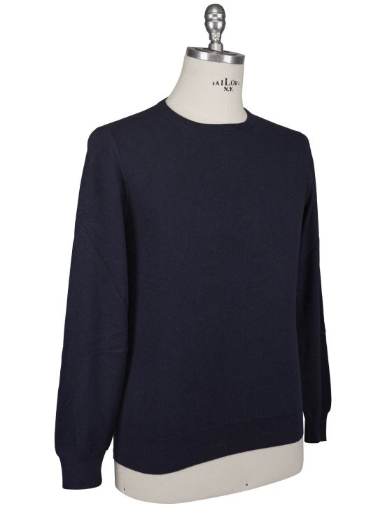 Gran Sasso Gran Sasso Blue Cotton Cashmere Sweater Crewneck Blue 001