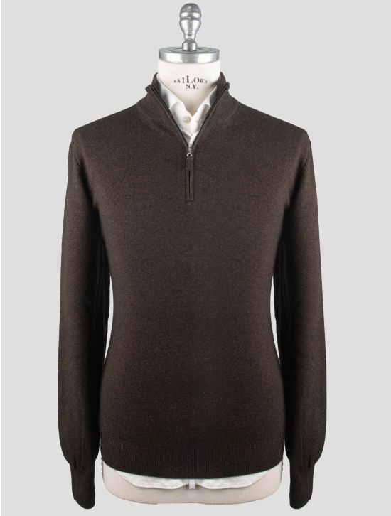 Gran Sasso Gran Sasso Brown Virgin Wool Viscose Cashmere Sweater Half Zip Brown 000