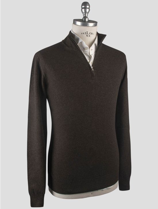 Gran Sasso Gran Sasso Blue Virgin Wool Viscose Cashmere Sweater Half Zip Blue 001