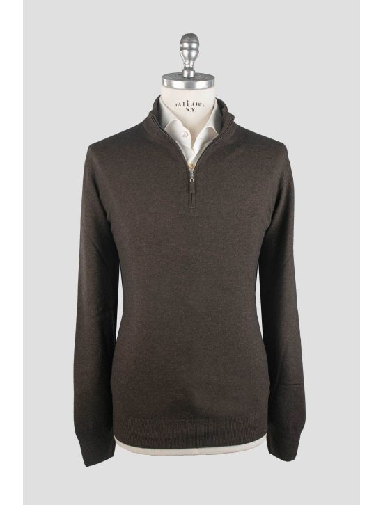 Gran Sasso Gran Sasso Brown Virgin Wool Viscose Cashmere Sweater Half Zip Brown 000