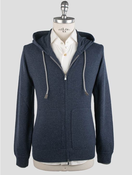 Gran Sasso Gran Sasso Blue Virgin Wool Cashmere Viscose Sweater Full Zip Blue 000