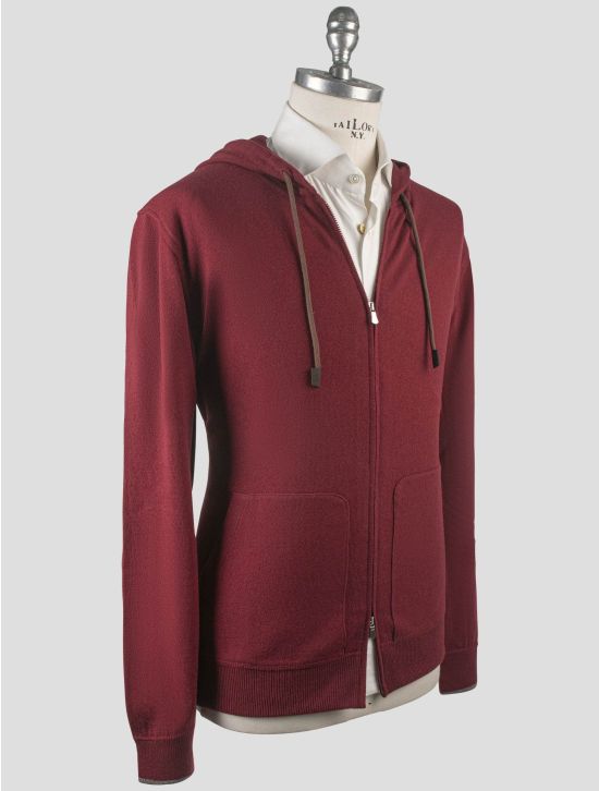 Gran Sasso Gran Sasso Red Virgin Wool Viscose Cashmere Sweater Full Zip Hoodie Red 000