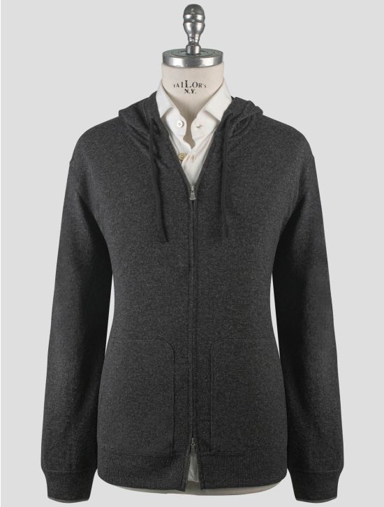 Gran Sasso Gran Sasso Gray Virgin Wool Viscose Cashmere Sweater Full Zip Hoodie Gray 000