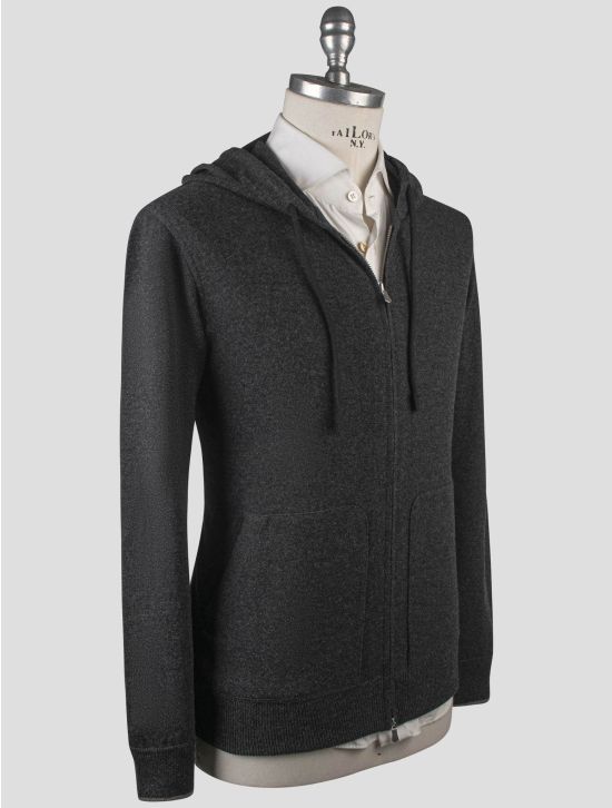 Gran Sasso Gran Sasso Gray Virgin Wool Viacose Cashmere Sweater Full Zip Gray 001