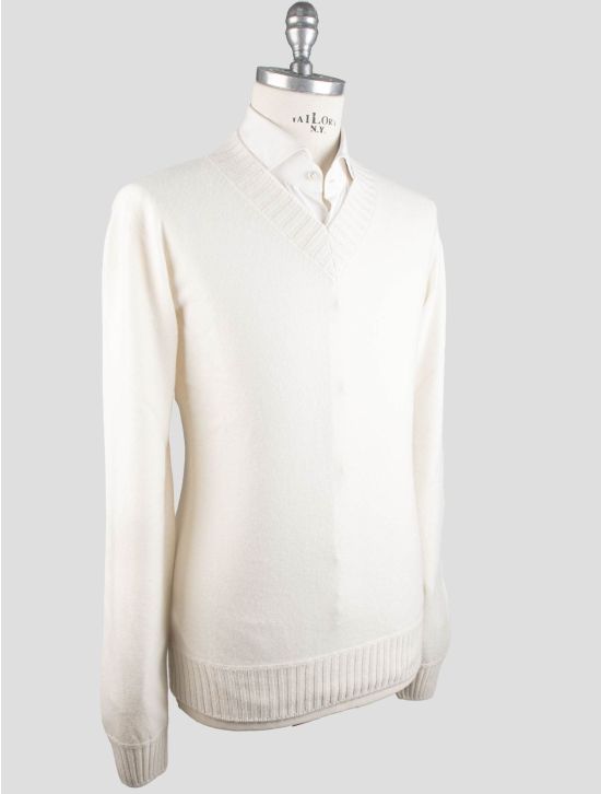 Gran Sasso Gran Sasso White Cashmere Sweater V-Neck White 001