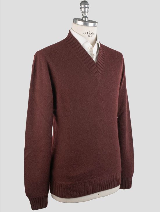 Gran Sasso Gran Sasso Burgundy Cashmere Sweater V-Neck Burgundy 001
