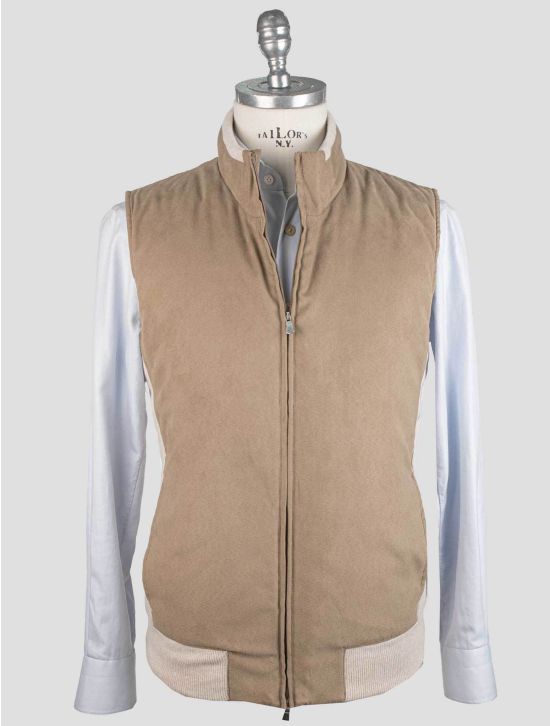Gran Sasso Gran Sasso Brown Cashmere Leather Suede Coat Gilet Full Zip Brown 000
