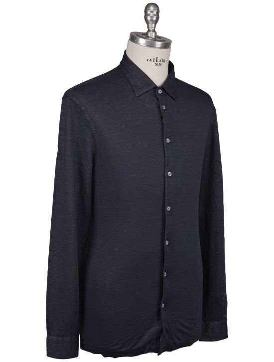 Gran Sasso 'Gran Sasso Blue Linen Cotton Shirt Blue 001