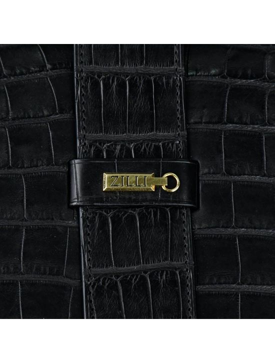 Zilli Zilli Black Leather Crocodile iPad Case Black 001