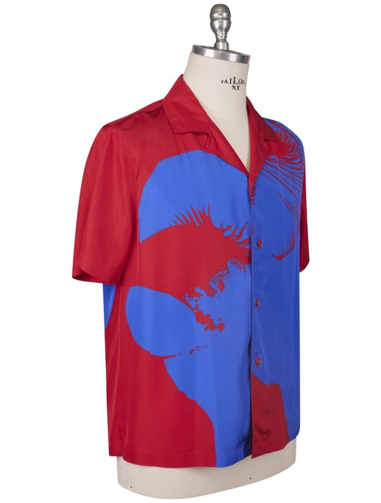 Bottega Veneta Bottega Veneta Blue Red Viscose Silk Shirt Blue / Red 001