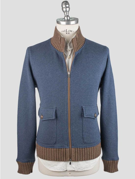 Gran Sasso Gran Sasso Blue Brown Wool Cotton Pa Coat Full Zip Blue / Brown 000