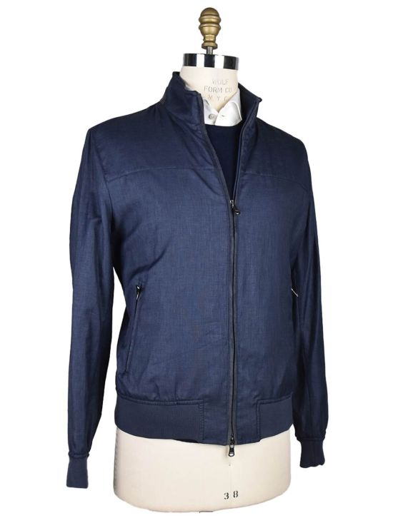 Cesare Attolini Cesare Attolini Blue Line Wool Silk Leather Coat Blue 001