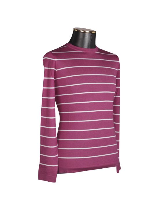 Cesare Attolini CESARE ATTOLINI Pink White Wool Cashmere Silk Sweater Crewneck Pink/white 001
